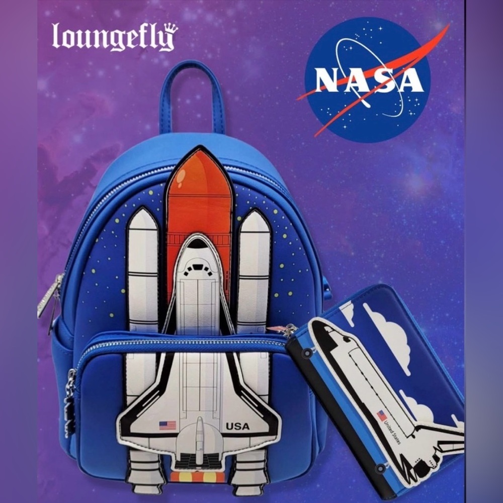 Loungefly Nasa Shuttle Mini Backpack & Wallet Set - LE 1000 Rare HTF